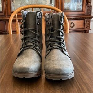 Just Fab Charcoal combat booties! Only worn one time!